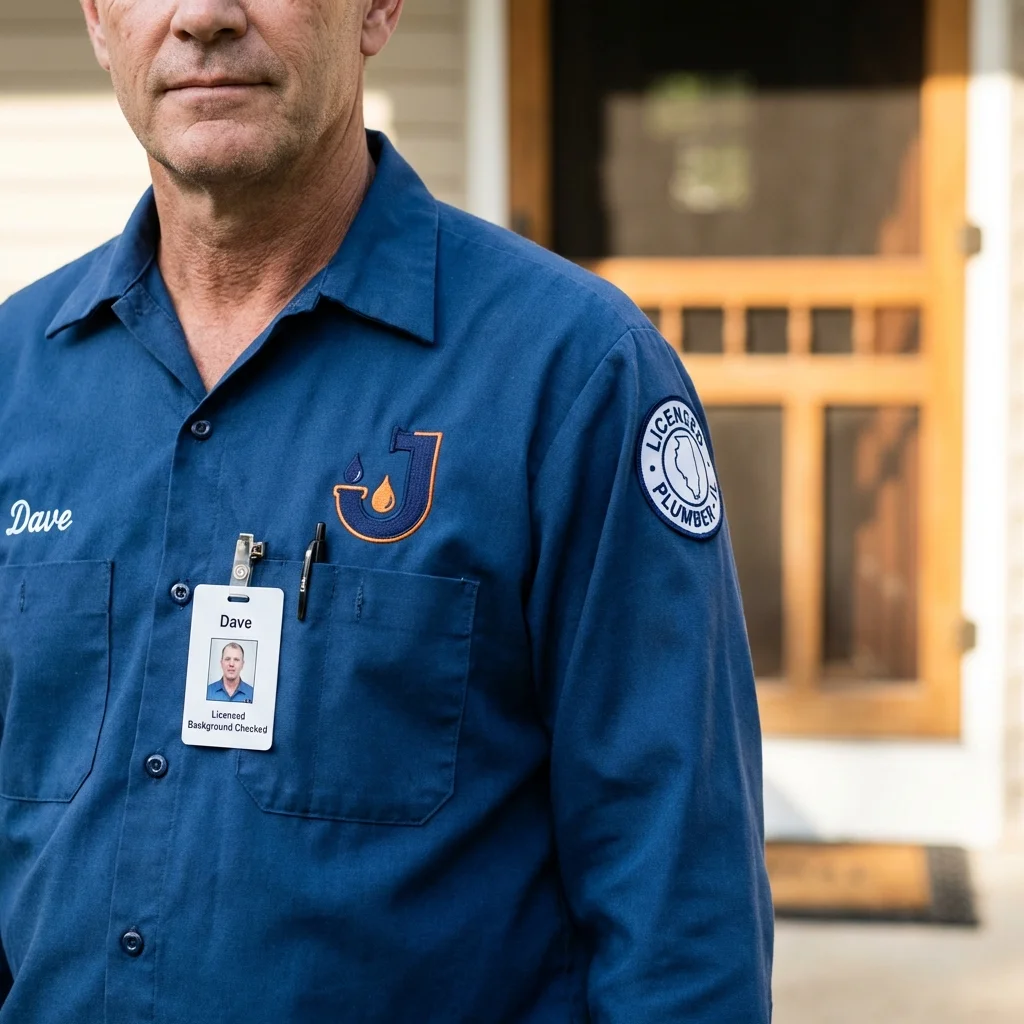 Licensed plumber showing ID badge in Saint Charles, MO
