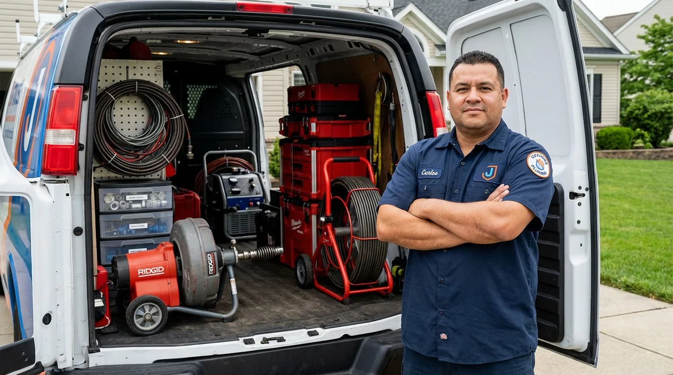 Professional drain cleaning equipment and Johns Plumbing LLC plumber in Saint Charles