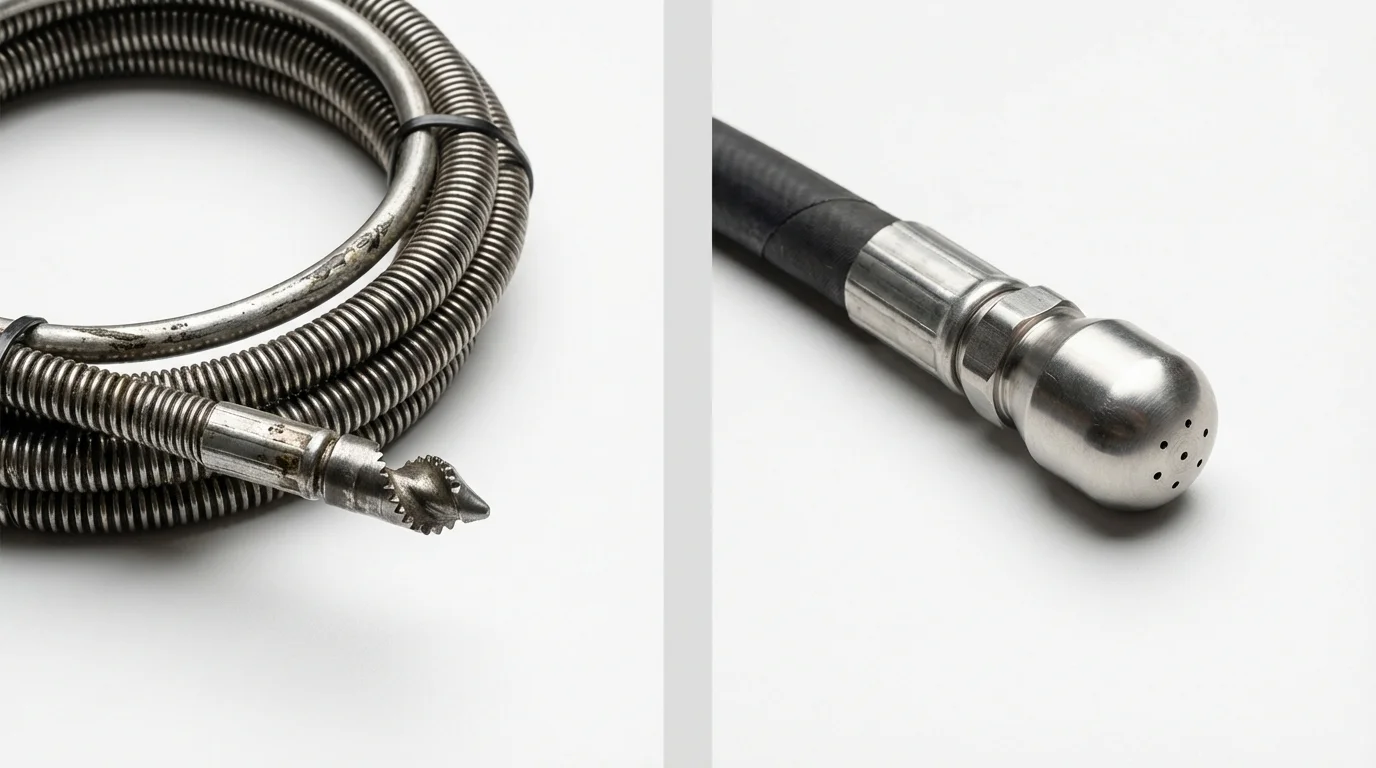 Drain snake cable and hydro jetting nozzle used for drain cleaning in Saint Charles, MO