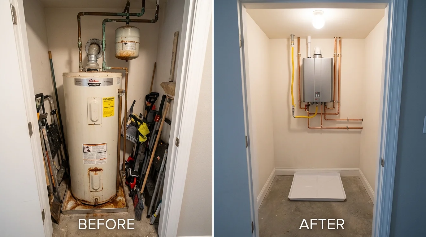 Tank water heater versus wall-mounted tankless unit comparison for Saint Charles, MO homeowners